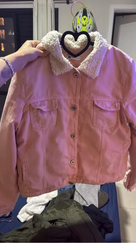 Jaqueta jeans pkd rosa TAM G
