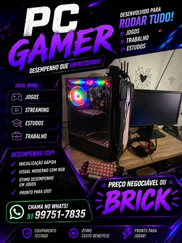 Vende-se PC GAMER,preço negociável ou aceito brick