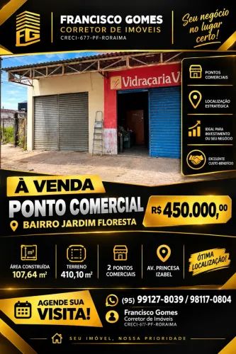 Disponível para venda terreno com 2 pontos comerciais em ótima localização.
