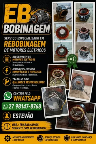 Serviço de rebobinagem de motores trifásico e monofásico
