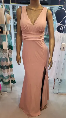 Vestido de Festa longo com fenda lateral Rose