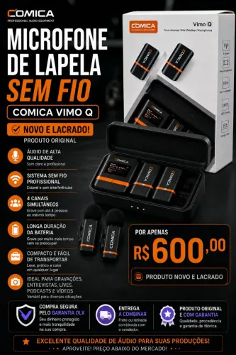 MICROFONE DE LAPELA SEM FIO COMICA Vimo Q - ORIGINAL, NOVO E LACRADO