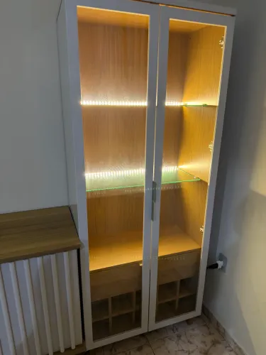 Cristaleira 2 portas 1 gaveta com adega led 