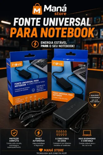 Fonte universal Inova para notebook 