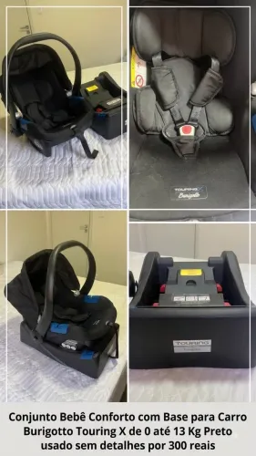 Conjunto Bebê Conforto Burigotto Touring 0 a 13 kg + Base para Carro