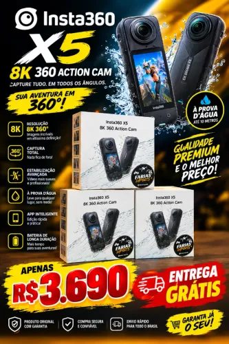 Insta360 X5 8K 360° Original - LACRADA + Entrega Grátis