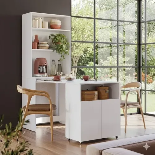 Escrivaninha Dobrável Dueto Branca - MDP 15mm com Armário