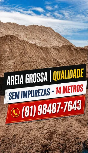AREIA LAVADA GROSSA MÉDIA FINGIR - 14M - PAGUE NA ENTREGA.