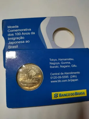 Raridade! Moeda 500 Yen 2008 Imigração Japão-Brasil Encarte Oficial BB