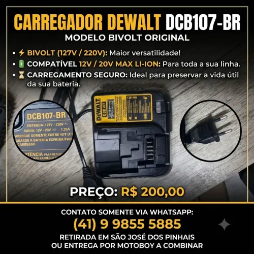 Carregador DeWalt DCB107-BR (Bivolt Inteligente)