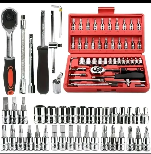 Kit 46 chaves catraca jogo de soquete allen torx
