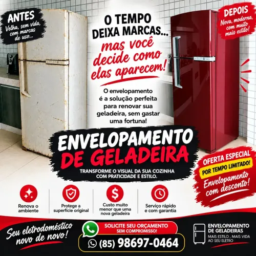 Envelopamento adesivasão e plotagem de geladeira frezer e gelagua