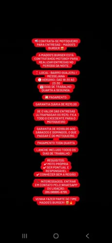 Vaga pra motoboy