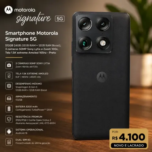 Motorola Signature 5G 512GB 24GB RAM - Novo e Lacrado + NF