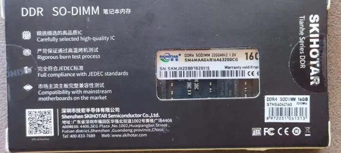 Laptop Memória 16gb Ddr4 3200mhz Skihotar Chips Sk Hynix Nova