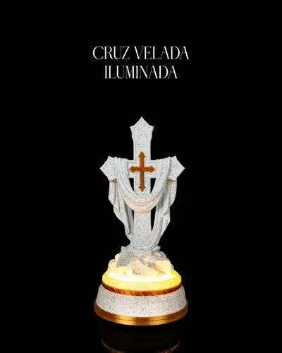 Escultura 3D Cruz Velada Iluminada