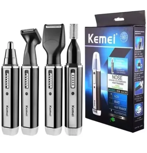 Aparador de Pelos 4 em 1 Kemei KM-6630 - Nariz, Barba e Sobrancelha (Novo)