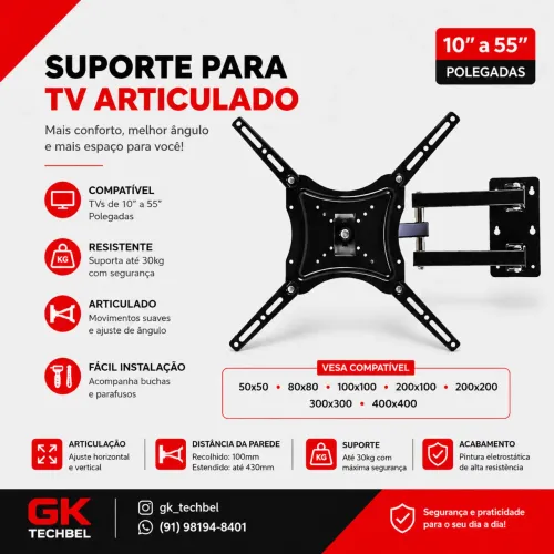 Suporte de Tv Articulado até 55 Polegadas (entrega gratis)
