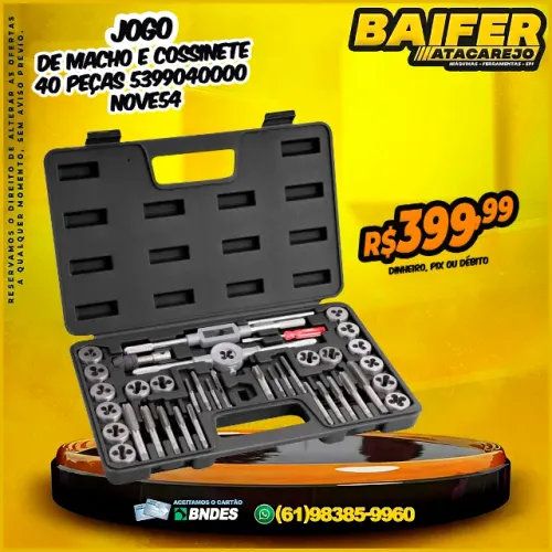 Jogo de Macho e Cossinete 40 Peças * Nove54