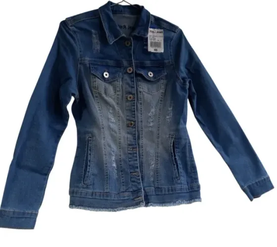 Jaqueta Jeans Feminina Black Jeans Tam. P  adolescente- Nova Destroyed
