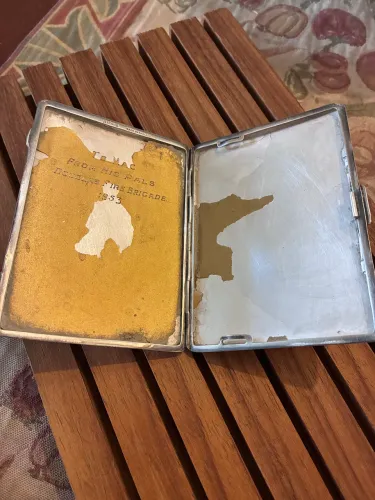 Porta cigarros vintage inglesa de bolso, alpaca anos 40