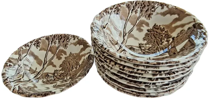lote 5 pratos bowls ingleses vintage w.h. grindley - sunday morning