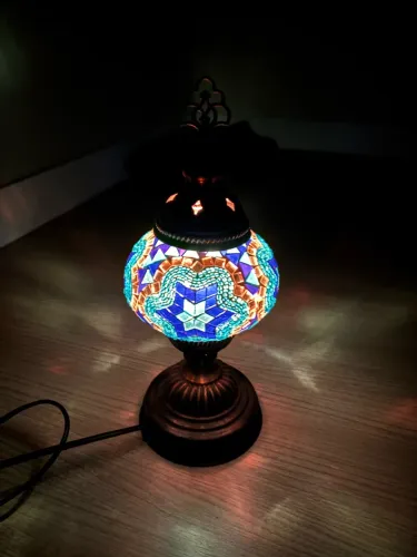 Abajur/Luminária Turco Mosaico Azul Romantica