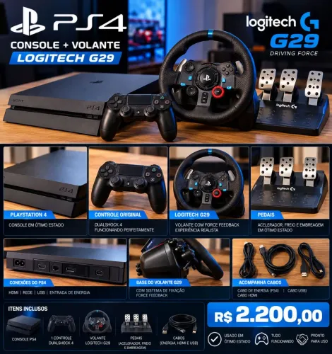 ? VENDO KIT GAMER: PLAYSTATION 4 + VOLANTE LOGITECH G29 ?
