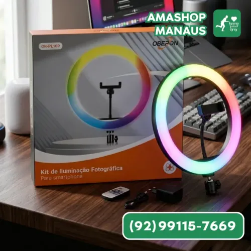 Ring Light 10 Polegadas Colorido RGB com Suporte de Celular com Tripé Grande