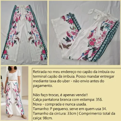 Calça pantalona para magrinhas nova