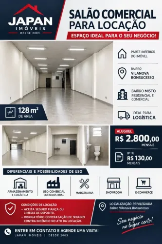 Kitnet/ Studio com 1 Quarto(s) e 2 banheiro(s) para Alugar, 128 m² por R$ 3308 / Mês