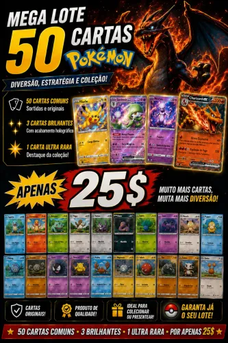 50 Cartas Pokémon originais