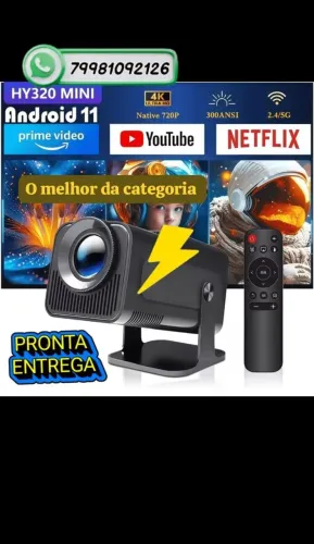 Projetor Portátil HY320 atualizado com 5G WiFi integrado e Android...