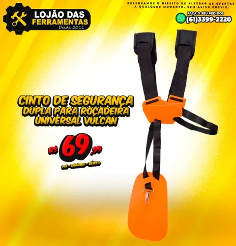 Cinto de Segurança Dupla Para Roçadeira Universal Vulcan