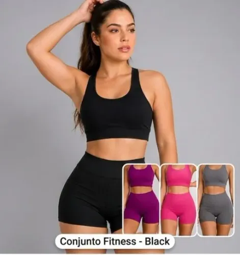 Conjunto feminino fitness Top+short saia