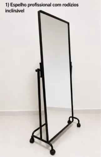 ESPELHO PROFISSIONAL DE CORPO INTEIRO COM RODÍZIOS - INCLINÁVEL