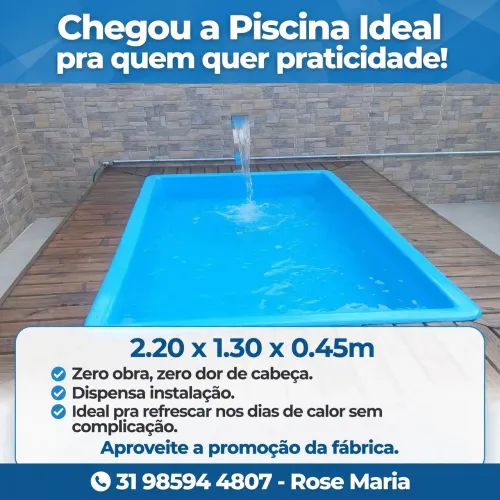 PICINA RETANGULAR DE 2.20X1.30X0.45 NAM PROMOÇÃO DA FÁBRICA