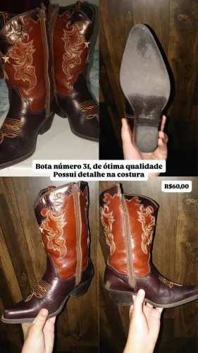 Vende-se bota de couro, número 31, usada em boas condições