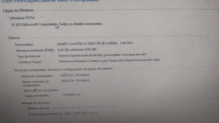 PC Cores i3 8gb de Memória Ram HD 500gb