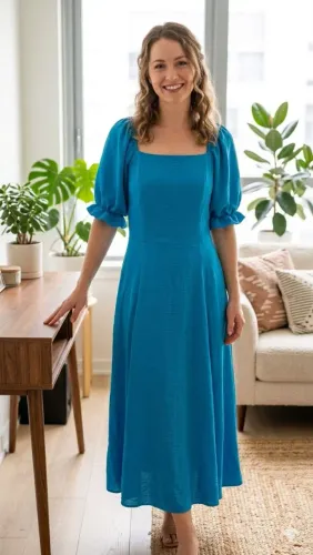 Vestido Evasê Azul