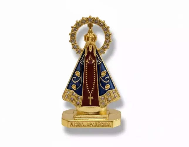 imagem nossa senhora aparecida enfeite metal 5,5cm 10x1-19 -padroeira marrom