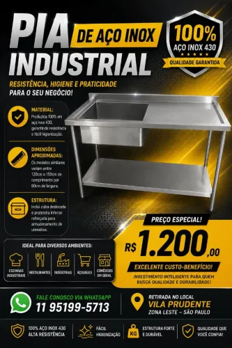 Pia de inox industrial