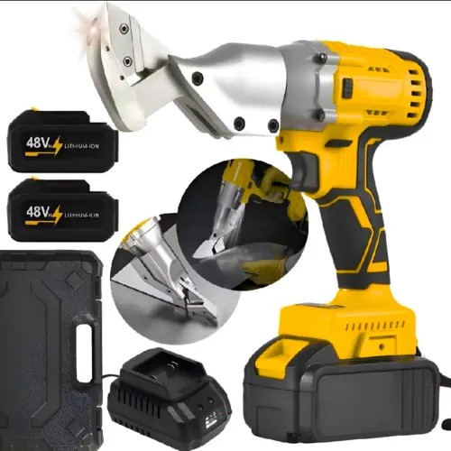 Tesoura elétrica 48V profissional sem fio, corte rápido e preciso para chapas de ate 3mm.
