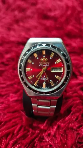 Relógio Orient Automático Vintage Vermelho Bordo