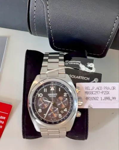Relógio orient cronógrafo solartech - Safira 
