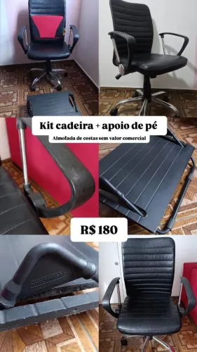 Kit Cadeira de escritório + apoio para pés + almofada assento