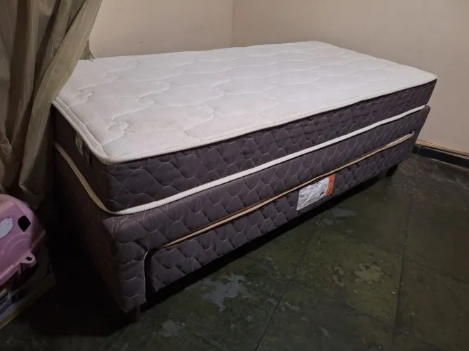 Cama box solteiro com cama auxiliar + 2 colchões de molas - Ecopremium