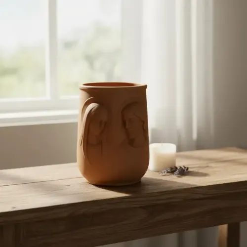Vaso Decorativo Religioso Jesus E Maria 3D