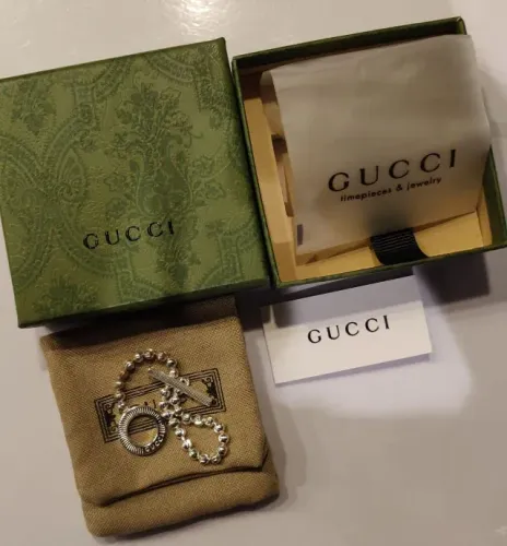 pulseira GUCCI boule com fecho toggle texturizado em prata 925