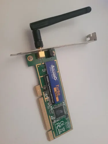 Placa de Rede Wireless Wi-Fi PCI Aquário 802.11g 2.4GHz + Antena